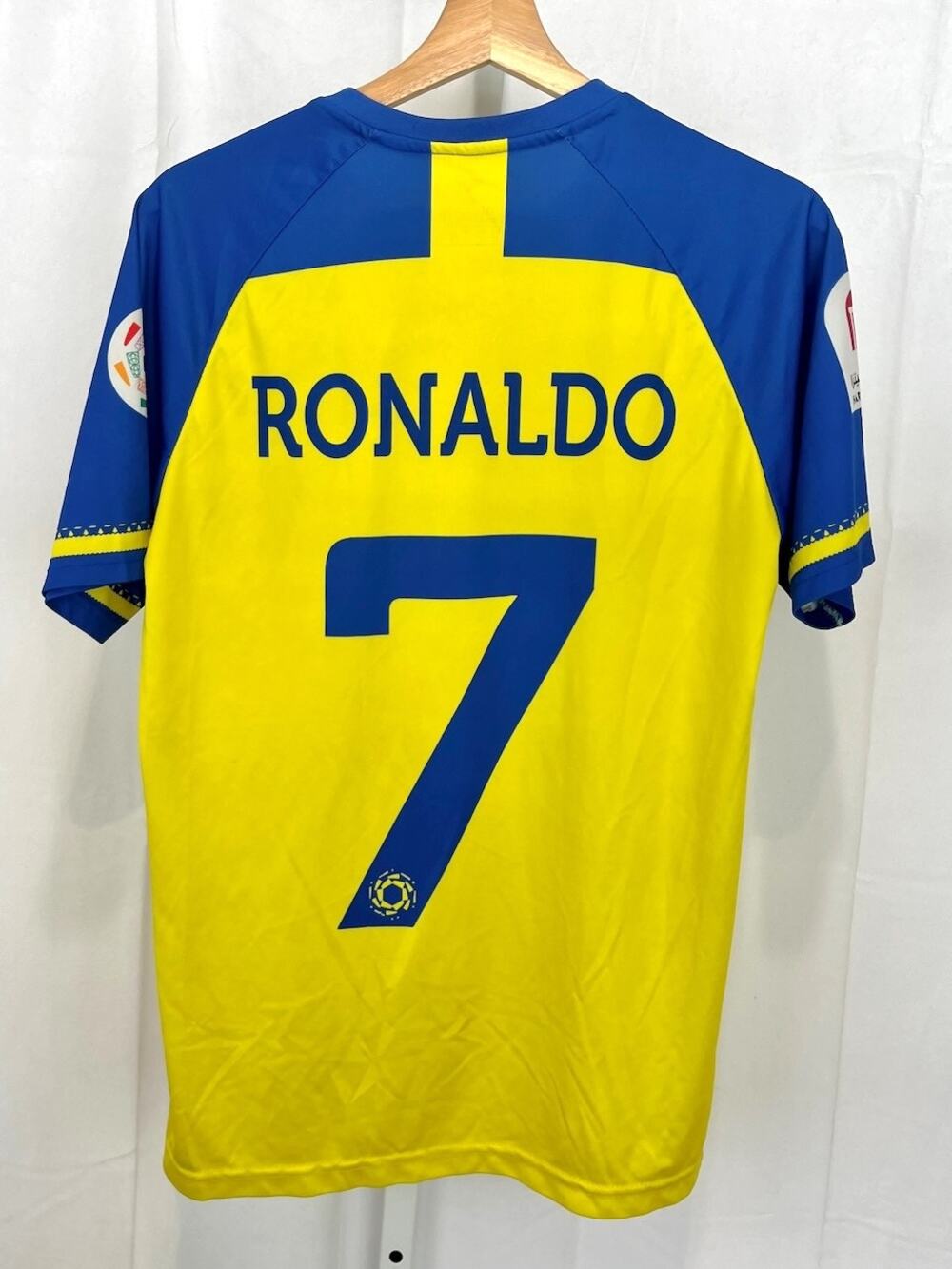 DUNEUS Al-Nassr FC 22 23 Cristiano Ronaldo 7 Home Jersey Yellow Blue Size M